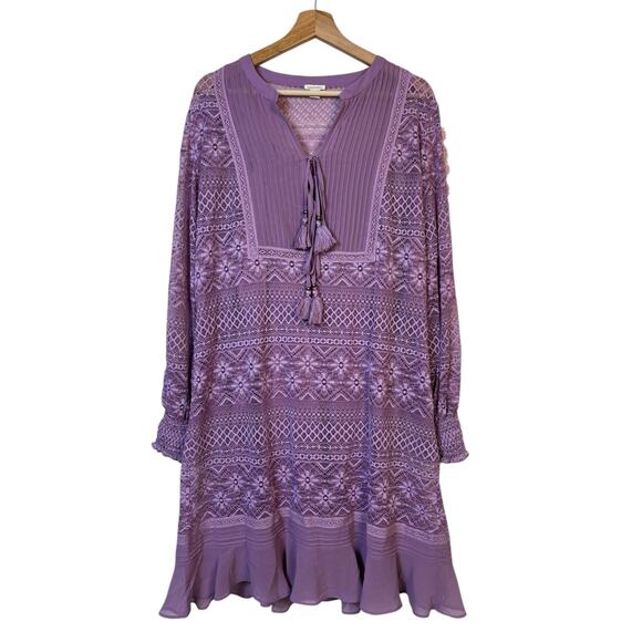 Sundance Maxine Lace Purple Dress Size Large Tassel Relaxed Boho Mystic Cocktail - Picture 3 of 11